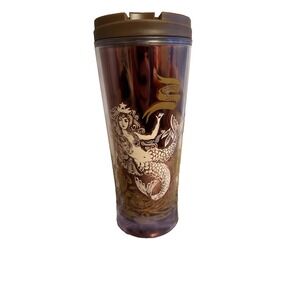 Starbucks 2009 Anniversary Blend Coffee Brown Gold Mermaid Travel Tumbler 16 oz